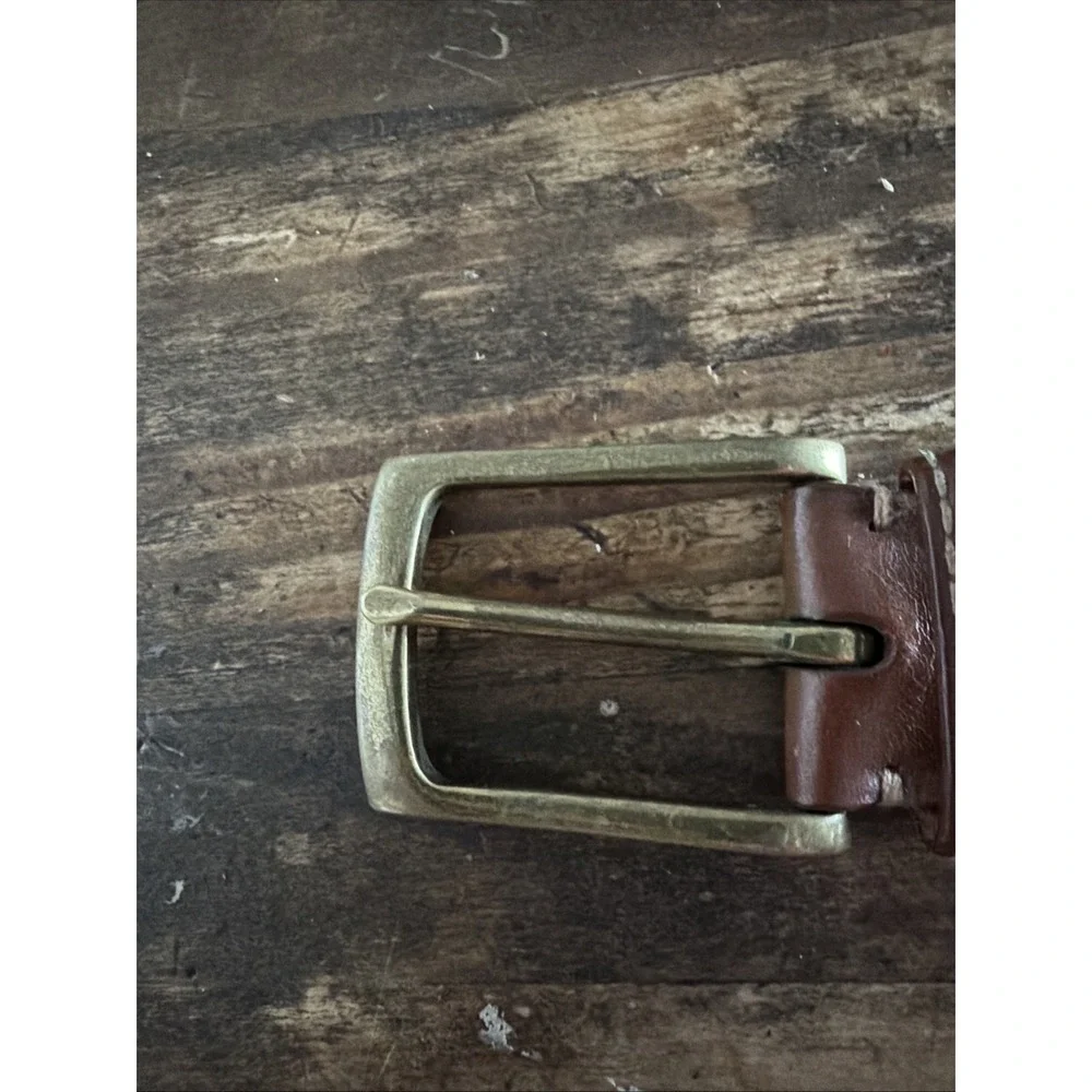 vintage polo ralph lauren‎ Brown Leather Belt/brass Buckle Sz 100/40